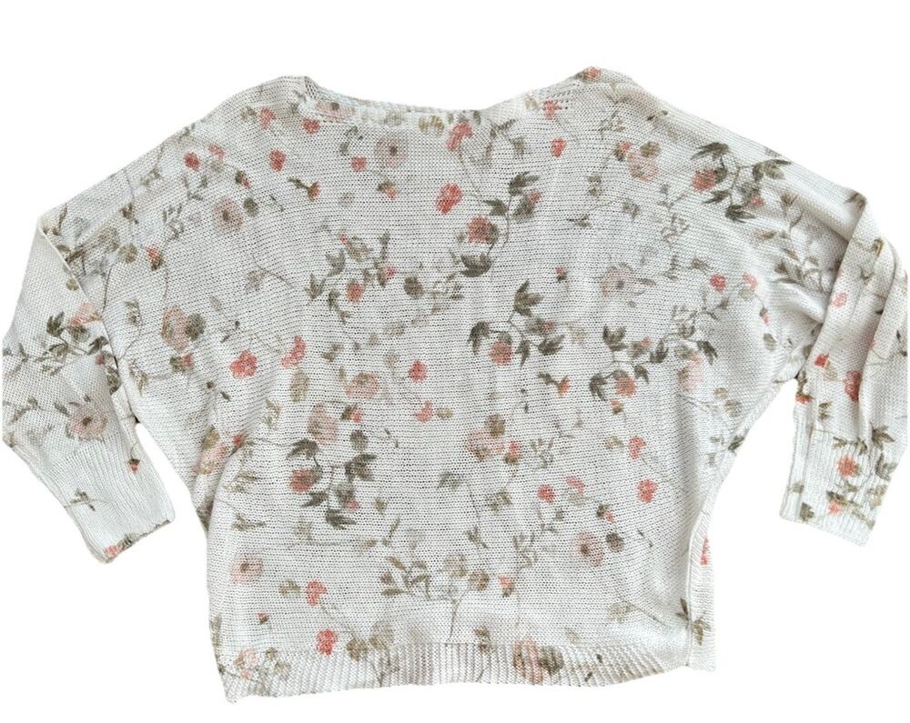 Anna Melani lightweight floral sweater Italy Top See Through Small A000835